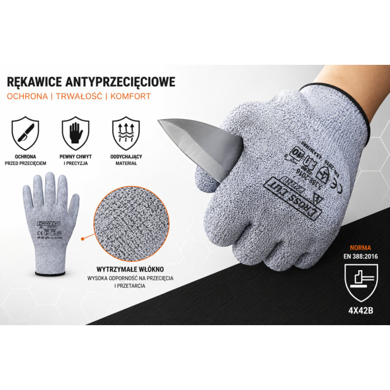 WORKLINK Rękawice robocze antyprzecięciowe SuperTech™ Cross Cut XD Expert WORKLINK Rękawice robocze antyprzecięciowe SuperTech™ Cross Cut XD Expert