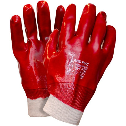 WORKLINK Rękawice robocze z PCV ze ściągaczem Red PVC