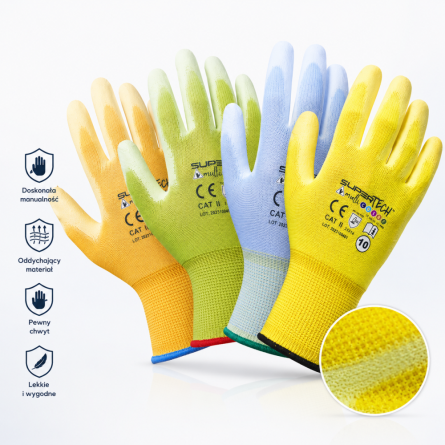 WORKLINK Rękawice robocze z dzianiny nylonowej SupertTech™ Multicolor