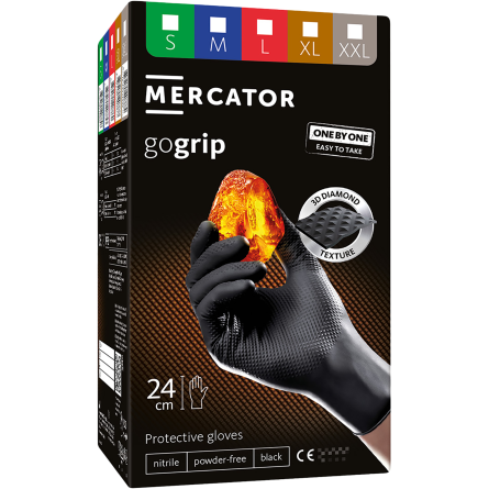 MERCATOR Rękawice nitrylowe GoGRIP BLACK (100 szt.)
