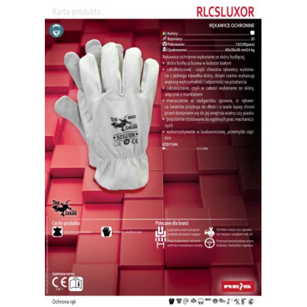 Rękawice ochronne wykonane ze skóry bydlęcej REIS RLCSDUO