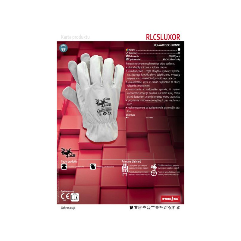 Rękawice ochronne wykonane ze skóry bydlęcej REIS RLCSDUO