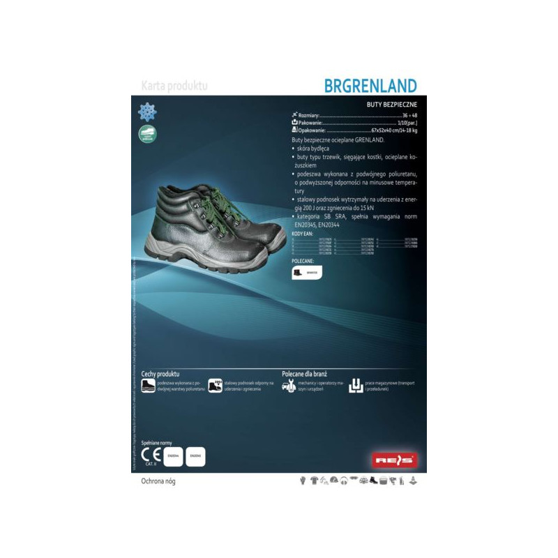 Trzewiki robocze ze skóry, ocieplane, ze stalowym podnoskiem BRGRENLAND