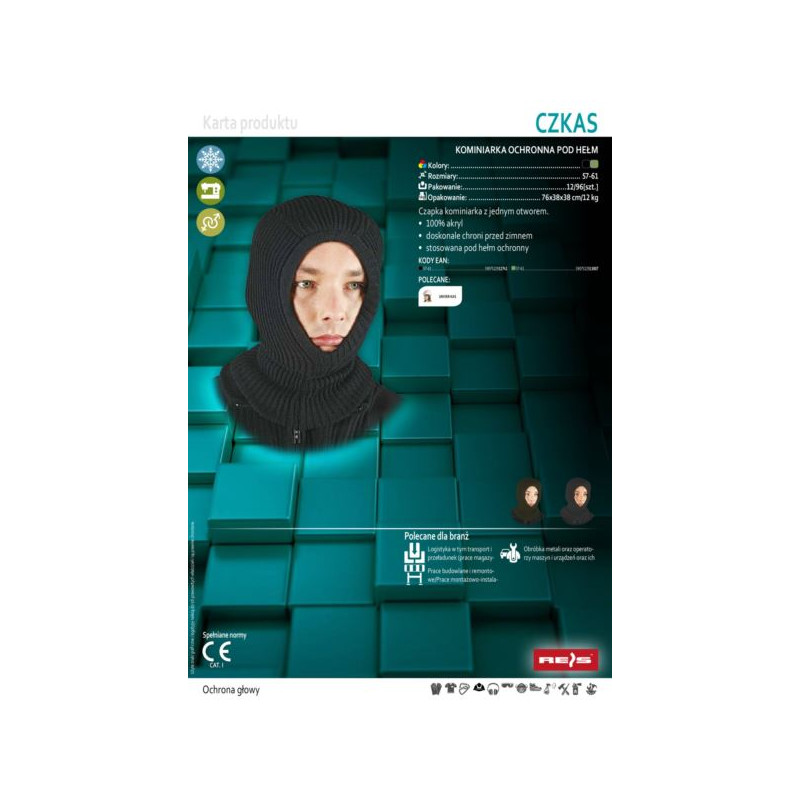 Czapka kominiarka z jednym otworem REIS KOMINIARKA CZKAS B