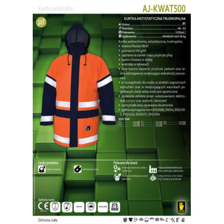 Kurtka wodoochronna i trudnopalna AJ-KWAT500