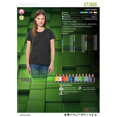 T-shirt damski ST2600 firmy STEDMAN w kolorze czerwonym